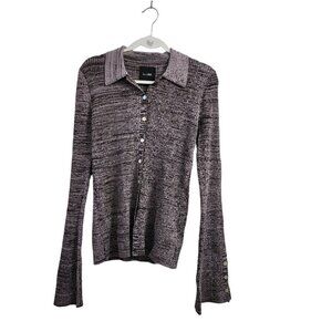 Bandier x Le Ore Rimini Cardigan Large Collared‎ Button-Up Sweater NWOT